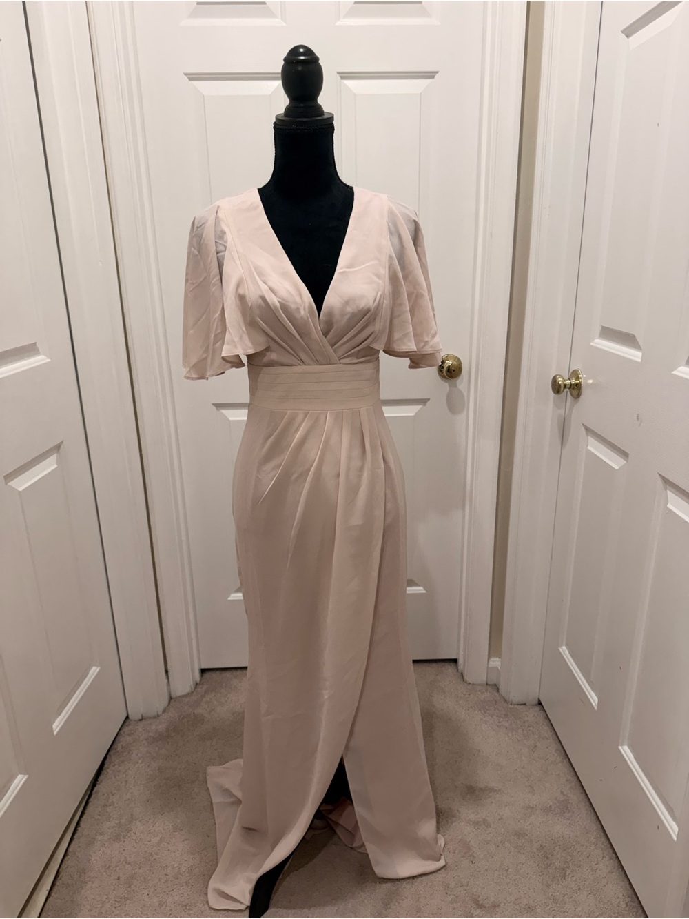 ASOS Blush Pink Maxi Dress with Flutter Sleeves